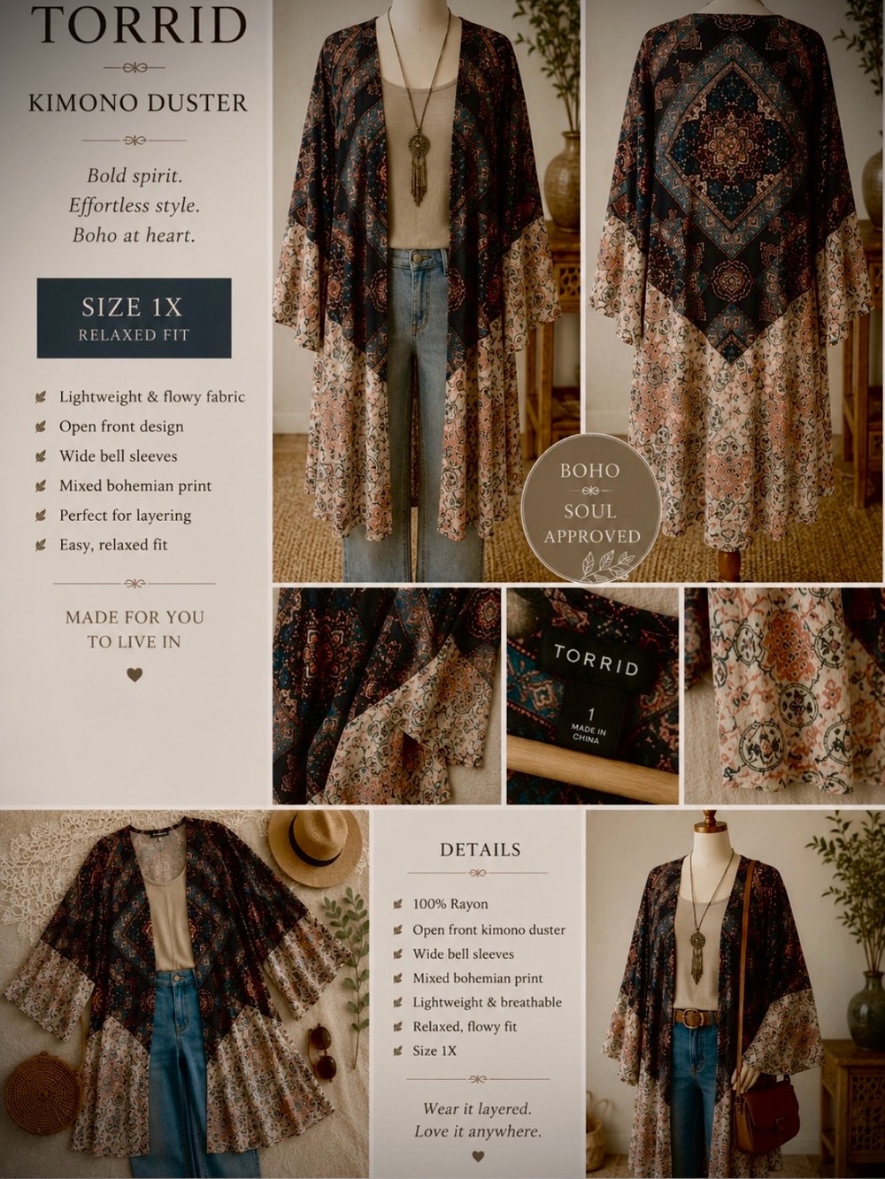 torrid Boho Kimono Duster - multicolored pattern